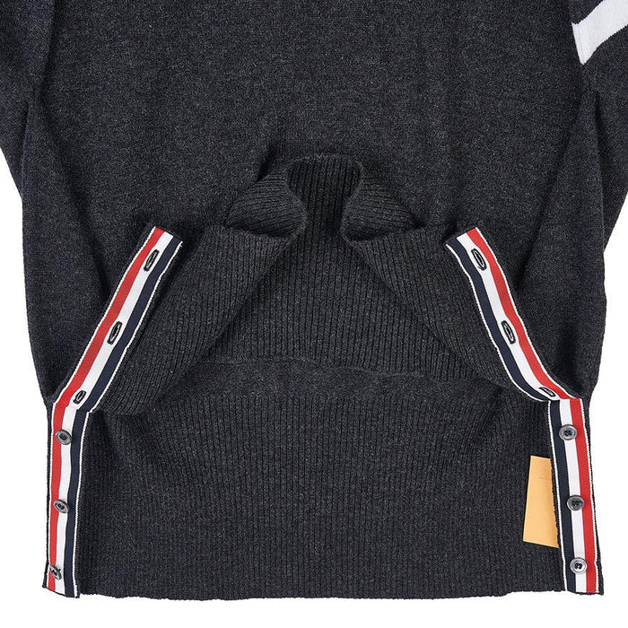 THOM BROWNE Men’s Cashmere 4-Bar Round Neck Knit Sweater Gray