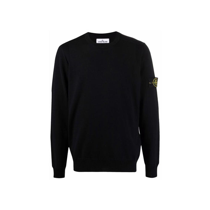 STONE ISLAND Navy Wool Round Neck Knit Sweater with Patch 7515526C4 V0020