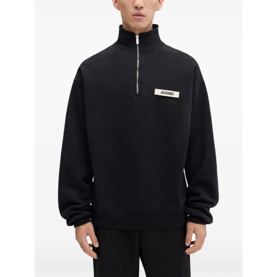 JACQUEMUS Black Cotton Hooded Sweatshirt AJ00174990 BLACK DOM