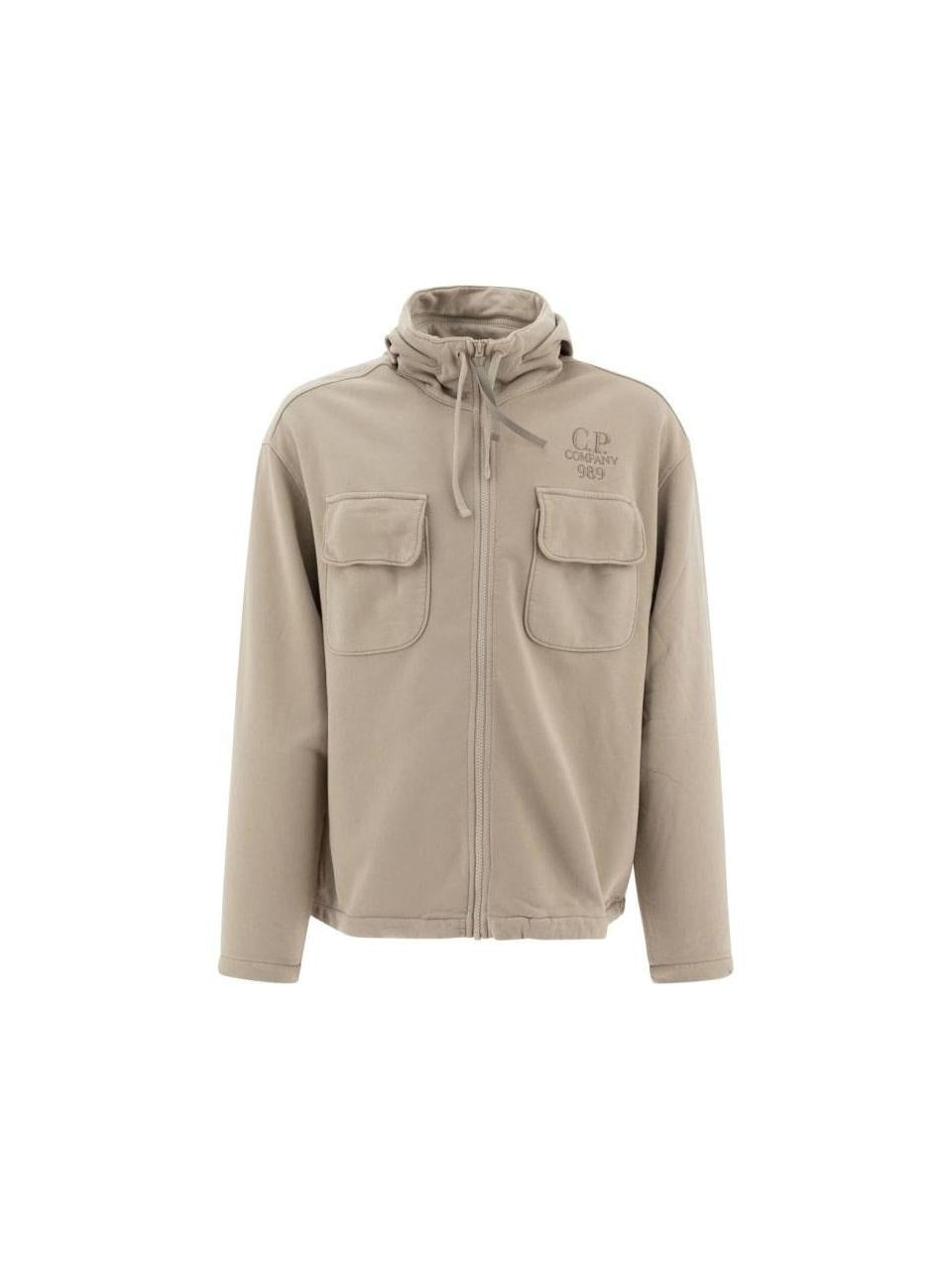CP Company Brushed Emerized Diagonal Fleece Hoodie Men’s Green