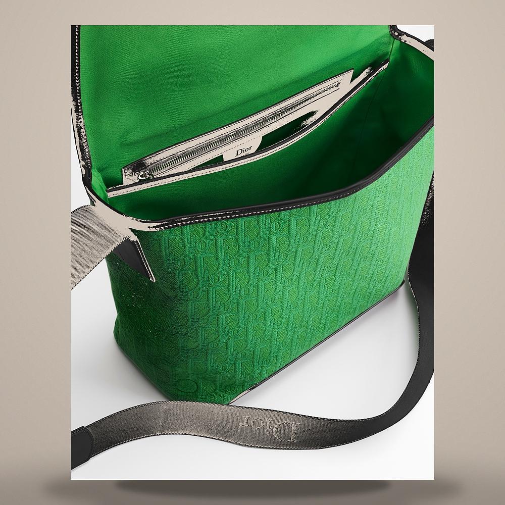 DIOR Green Oblique Jacquard J’Adior Flap Strap Bag Medium Cross 1DBME214SLD H09E