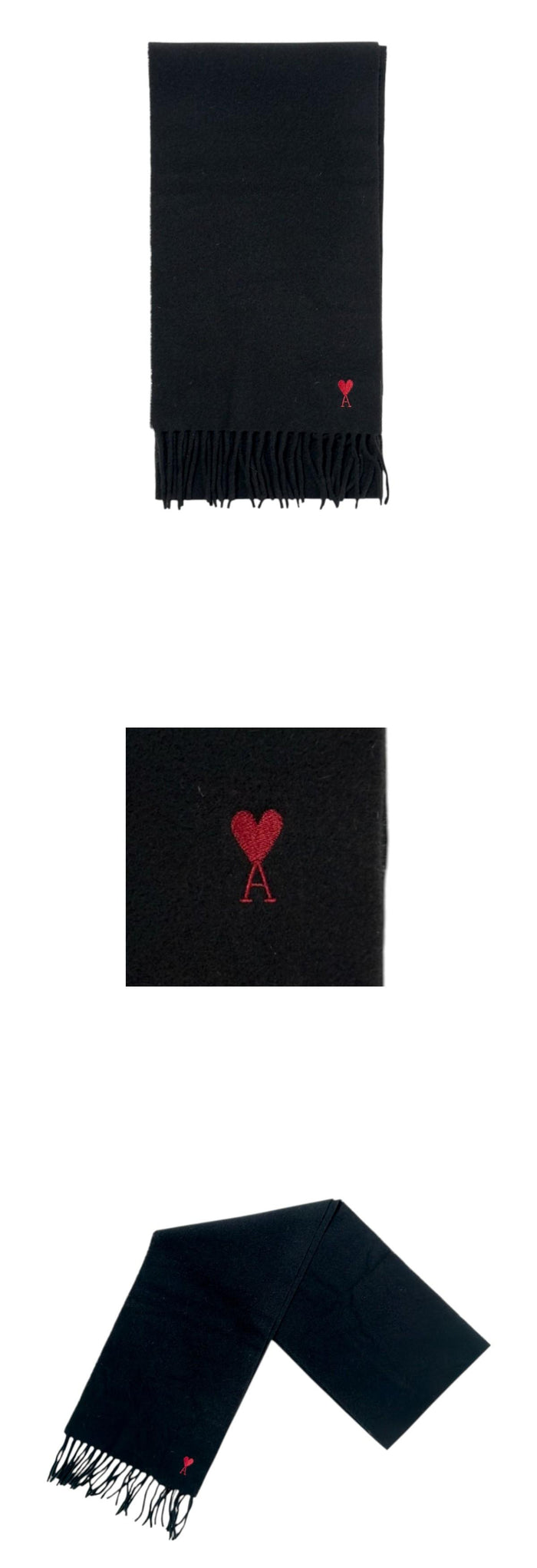 AMI Unisex Heart Logo Wool Scarf BFUSF405 334 001