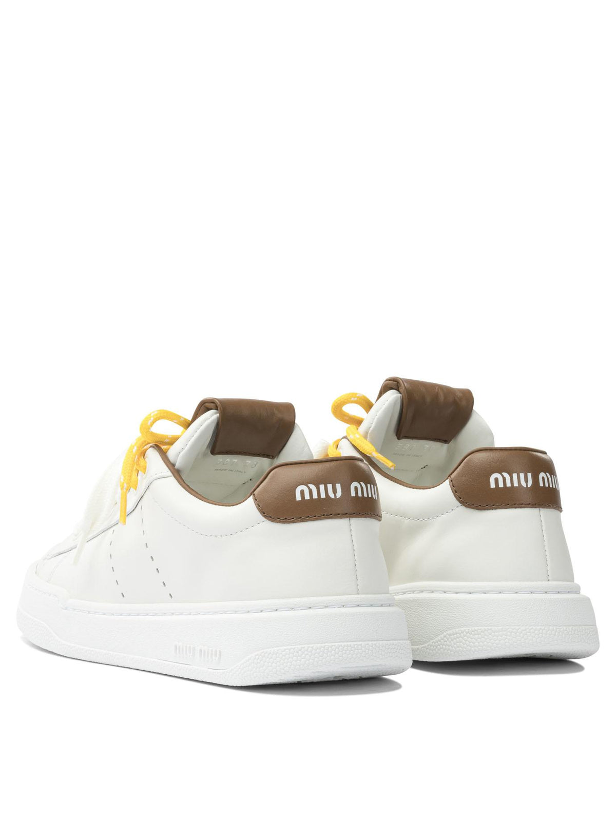 Miu Miu Leather Low-Top Sneakers White/Beige