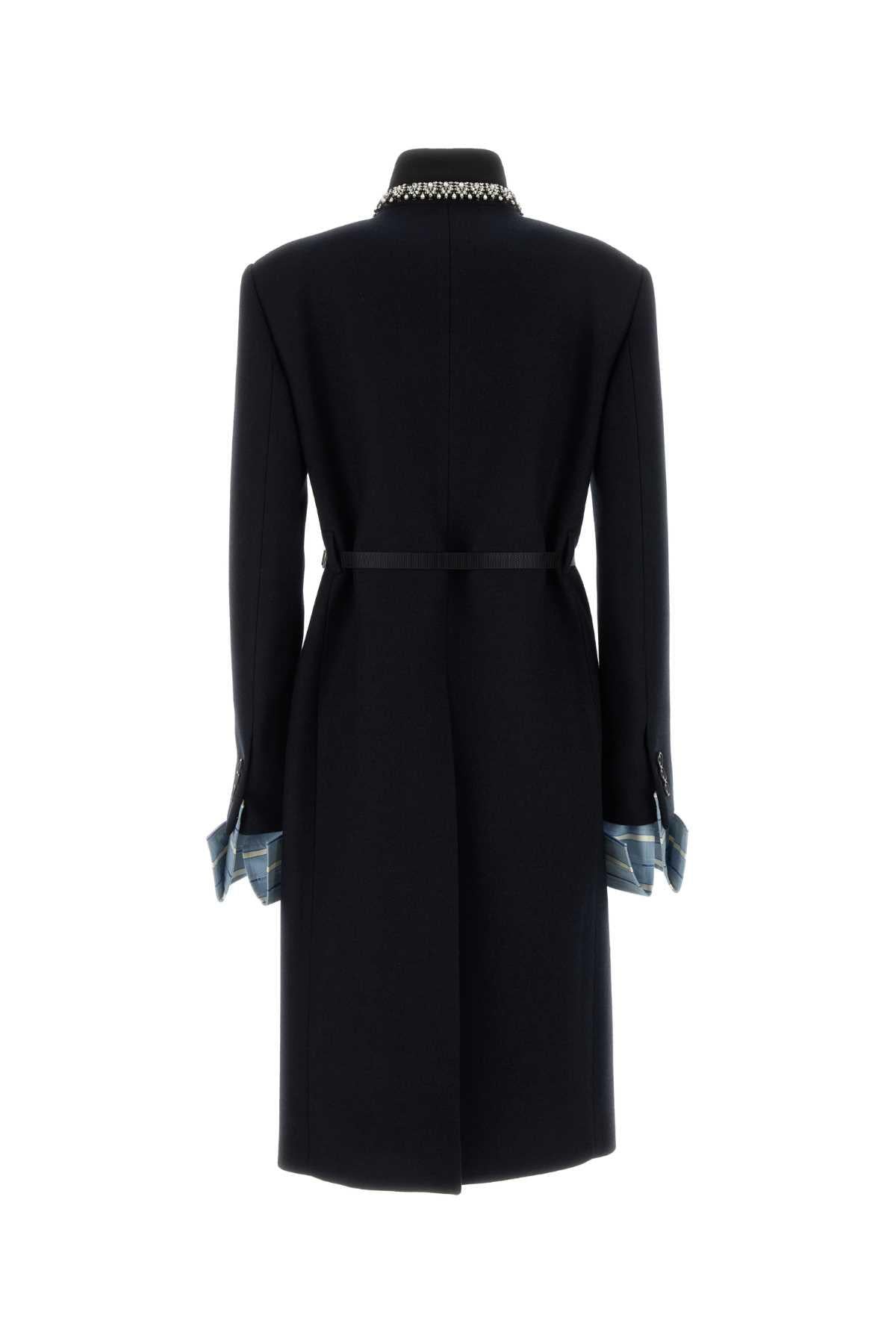 PRADA Black Wool Blend Long Coat