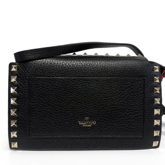 VALENTINO Rockstud Black Leather Crossbody Shoulder Bag UW2B0G50VSF 0NO