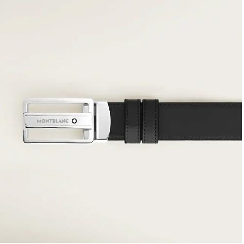 Montblanc Black Embossed Sartorial Reversible Leather Belt 30mm