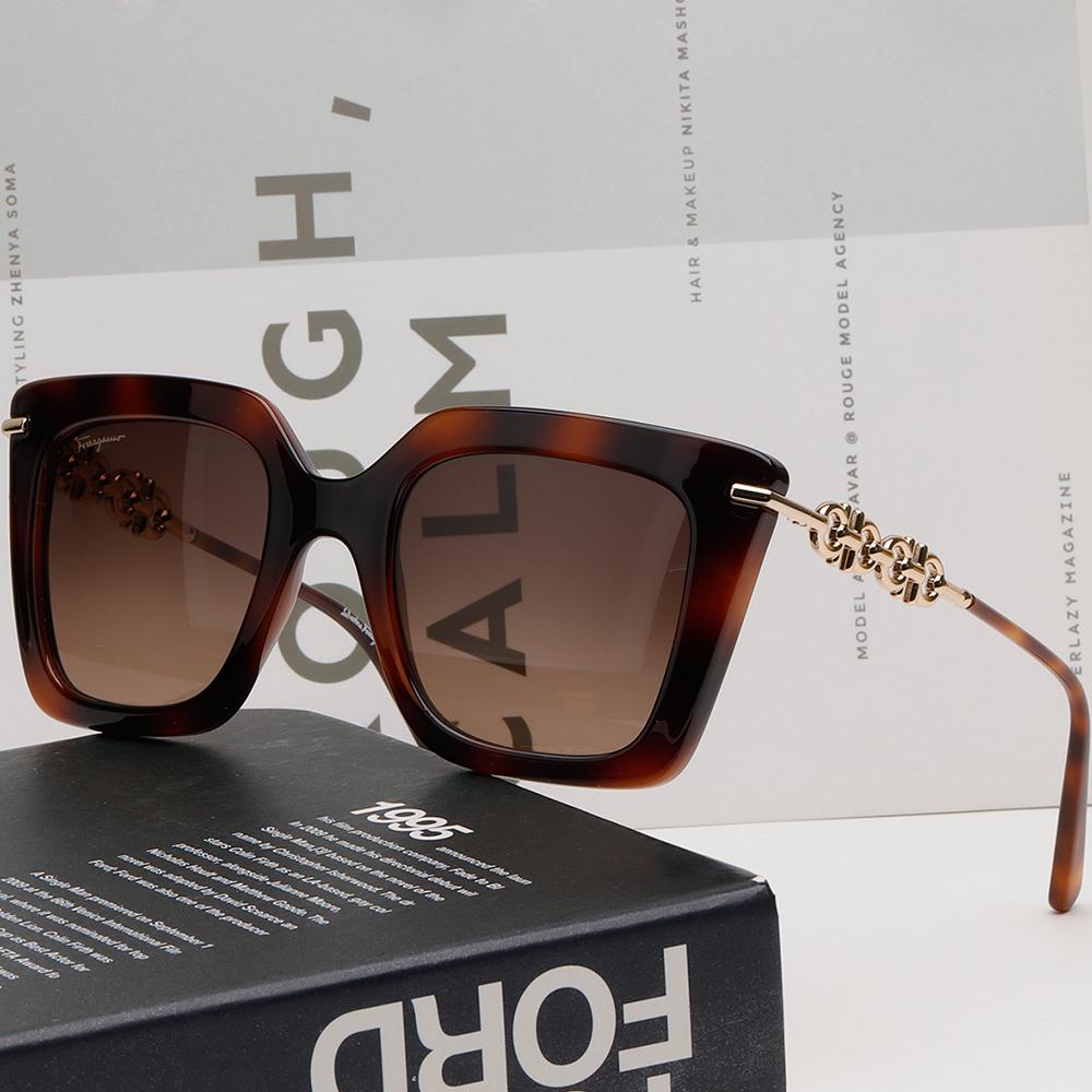 Ferragamo Havana Oversized Acetate Square Sunglasses Unisex SF1041S 238