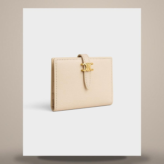 CELINE Triomphe Canvas Tan Flap Card Holder Wallet