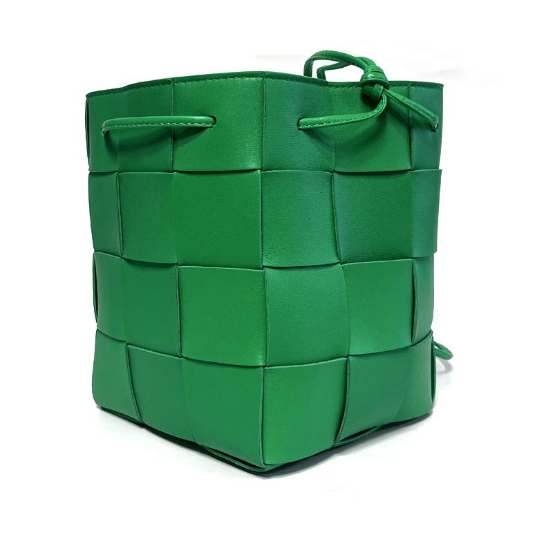 Bottega Veneta Cassette Small Bucket Shoulder Bag Leather Green