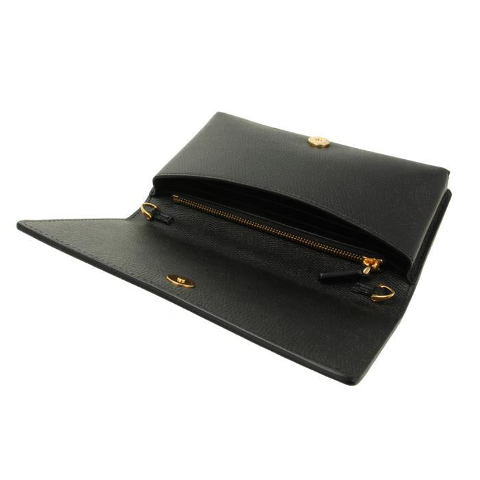 VALENTINO VLogo Signature Chain Wallet Black Leather Shoulder B 6W2P0W42 SNP 0NO