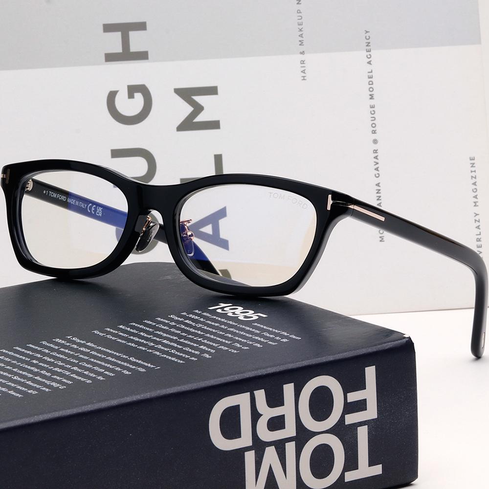 TOM FORD Unisex Blue Light Blocking Acetate Square Eyeglass Frames TF6074 DB 001