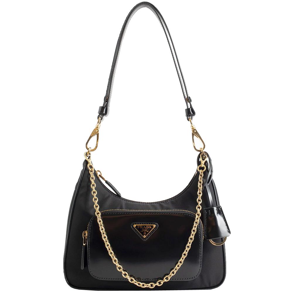 PRADA Re-Nylon Mini Shoulder Bag with Logo Black