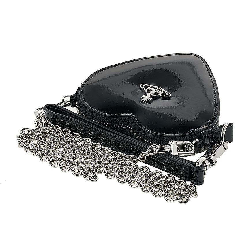 Vivienne Westwood Women’s Heart Wristlet Clutch Black Leather