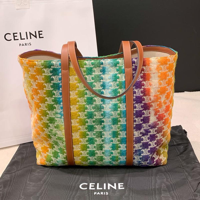 CELINE Calfskin Horizontal Museum Tote Bag with Triomphe Embroidery