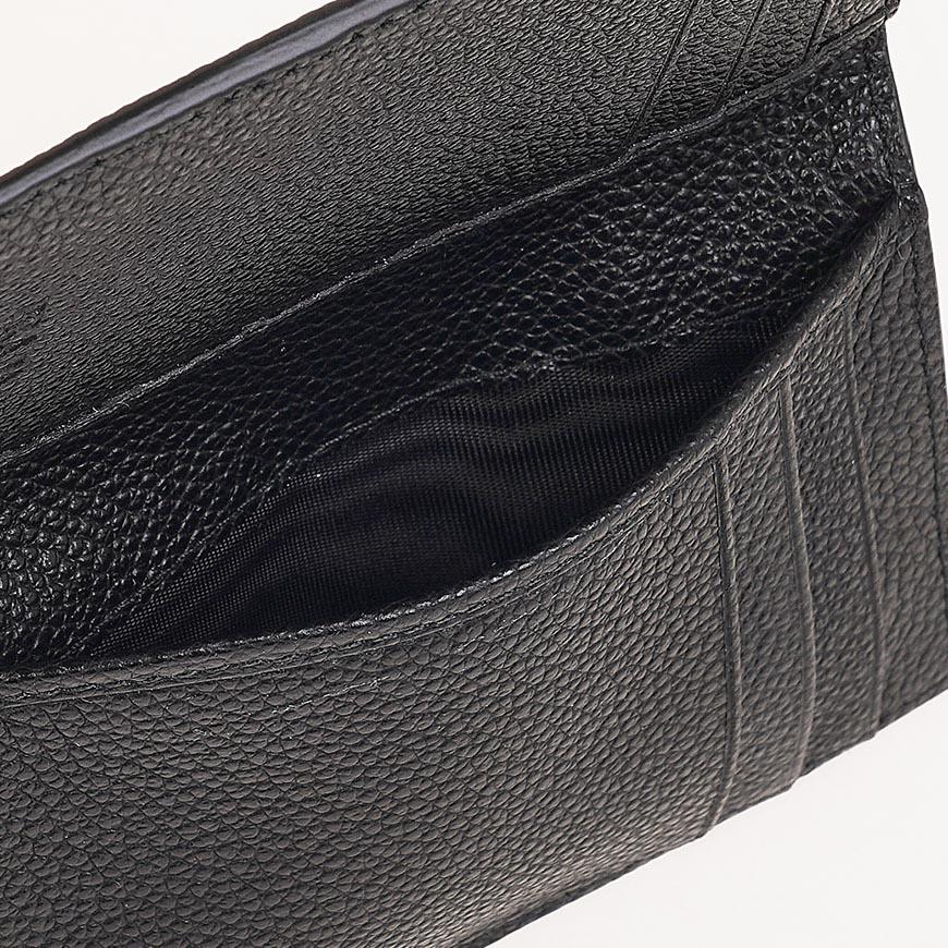 PRADA Vitello Leather Triangle Logo Card Holder Black