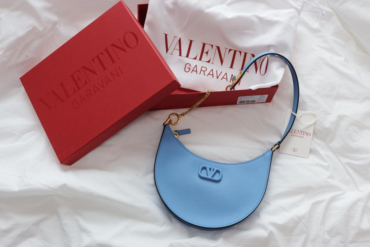 VALENTINO V Logo Mini Leather Shoulder Bag Blue 2W2P0W19 RQR
