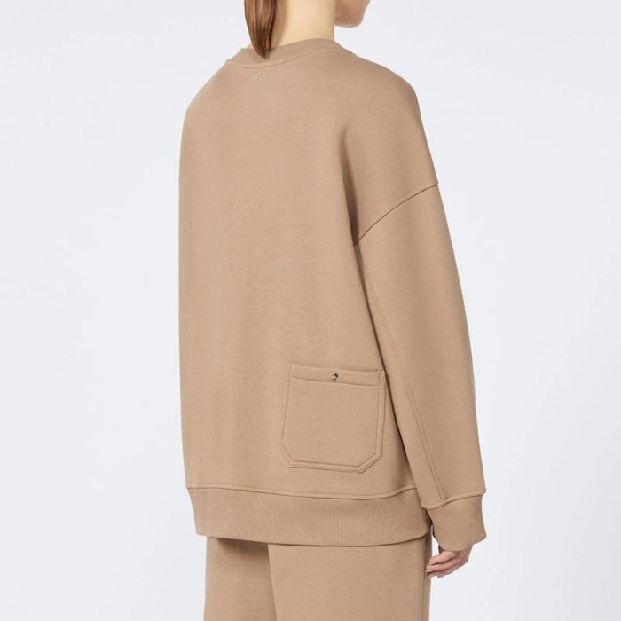 Max Mara Monza Logo Cotton Sweatshirt for Women White