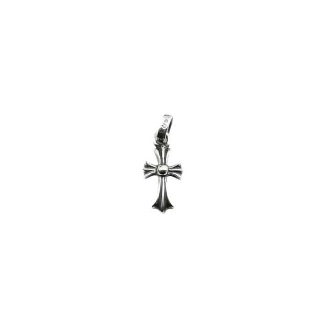 Chrome Hearts CH Cross Full Pave Baby Fat Pendant Silver Ball Chain 30