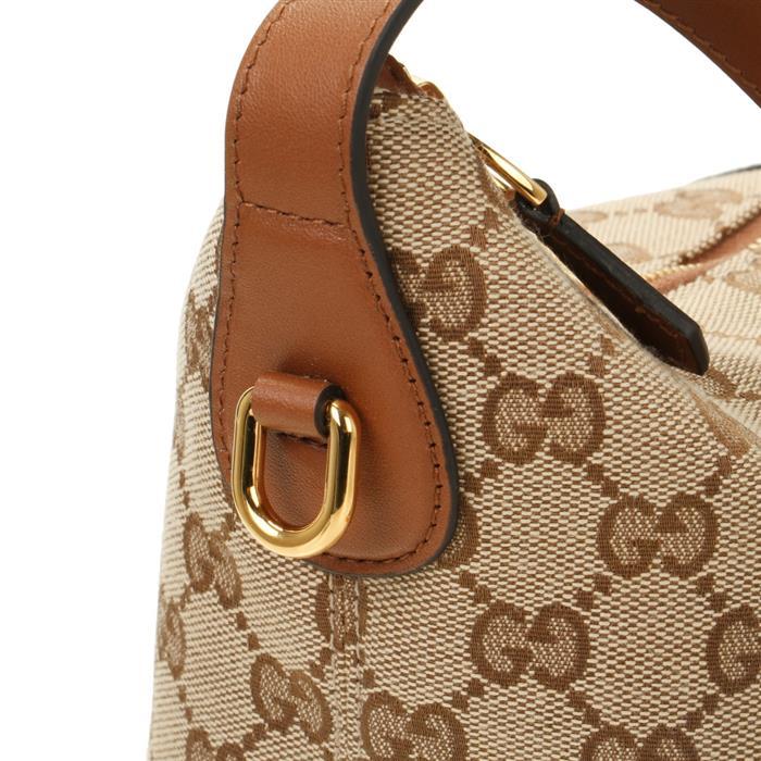 GUCCI Medium Vanity Top Handle Shoulder Bag Beige Brown Leather