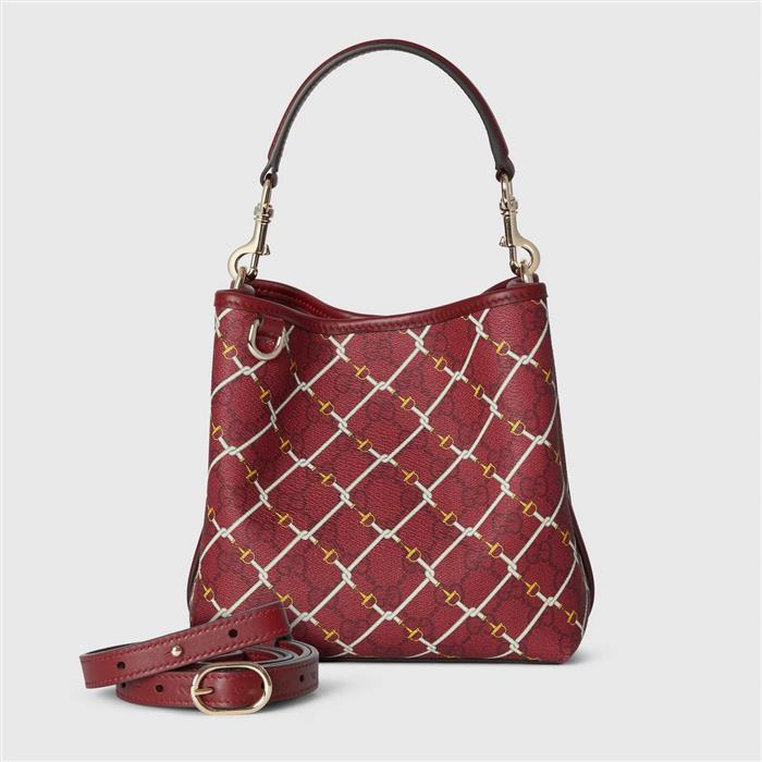 GUCCI GG Emblem Small Bucket Bag Shoulder Bag Pink Leather