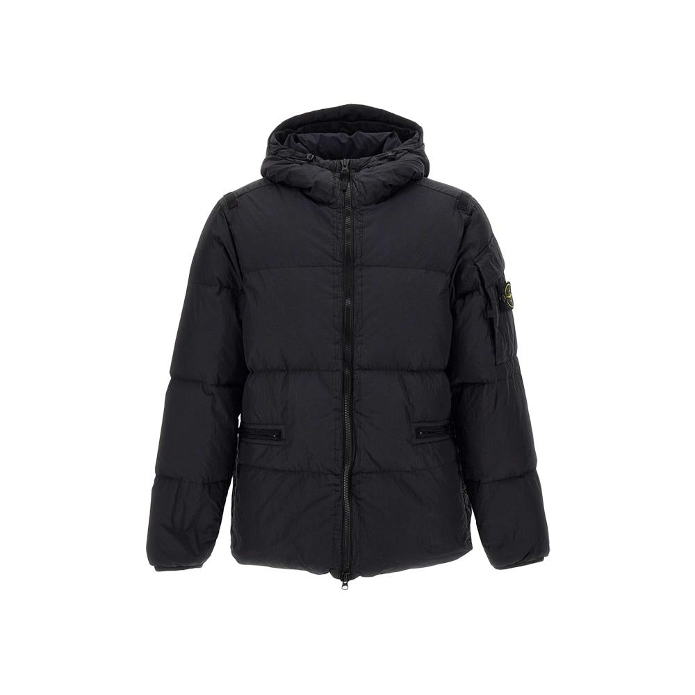 STONE ISLAND Crinkle Reps Hooded Down Puffer Jacket Black 771540223 V0029