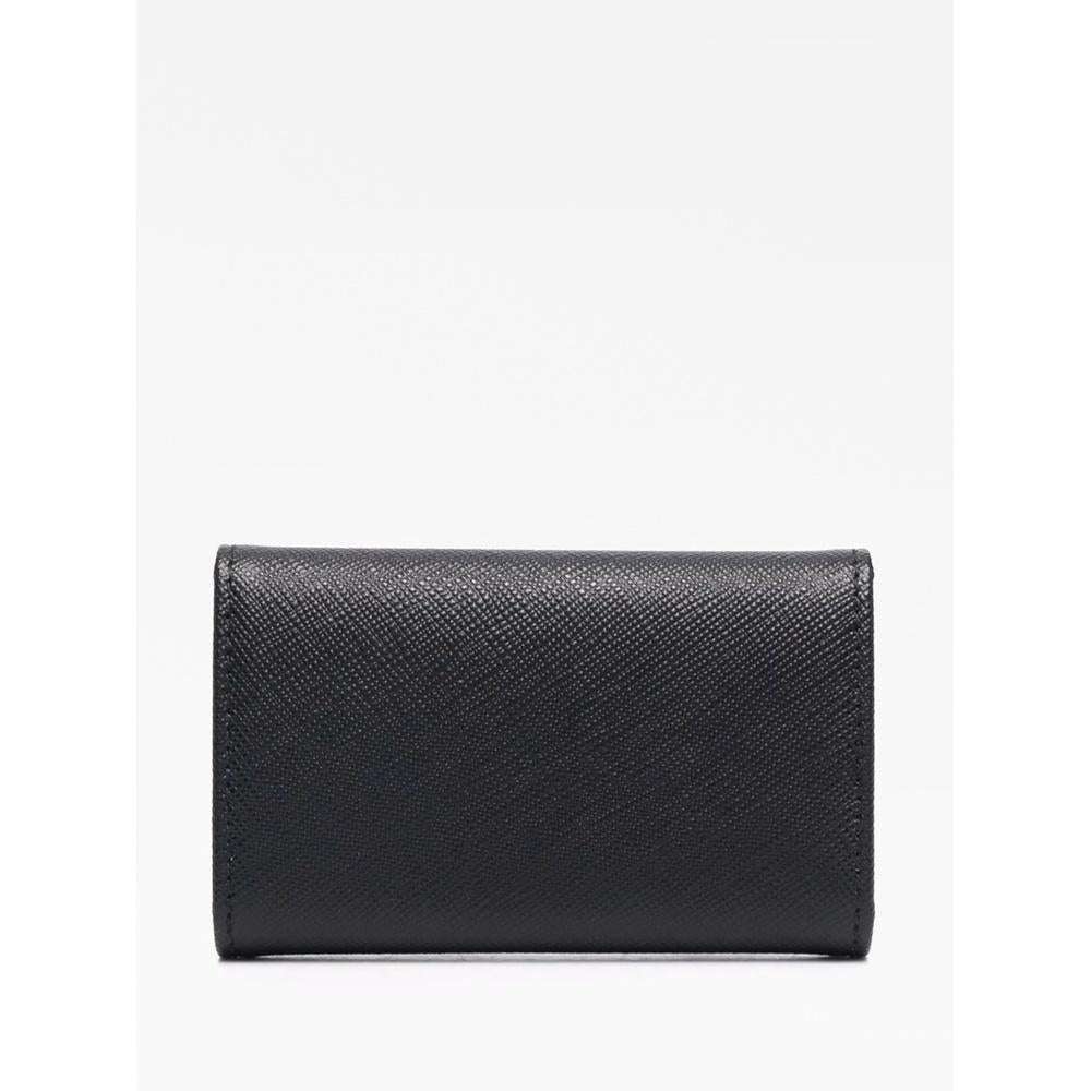 PRADA Triangle Logo Leather Key Case Black