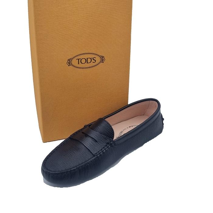 Tods Black Leather Gommino Driving Moccasin Shoes Sandals