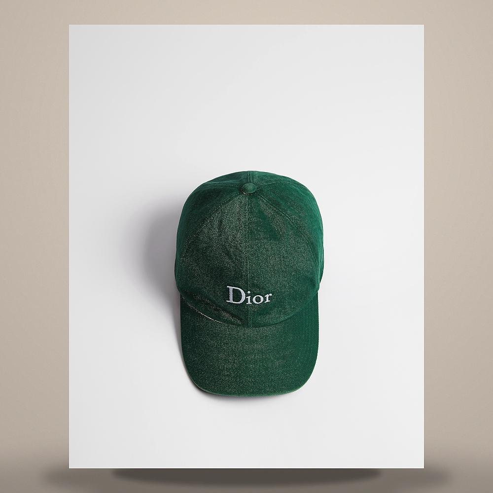 DIOR Green Stonewashed Cotton Cap 683C904B3176 C680