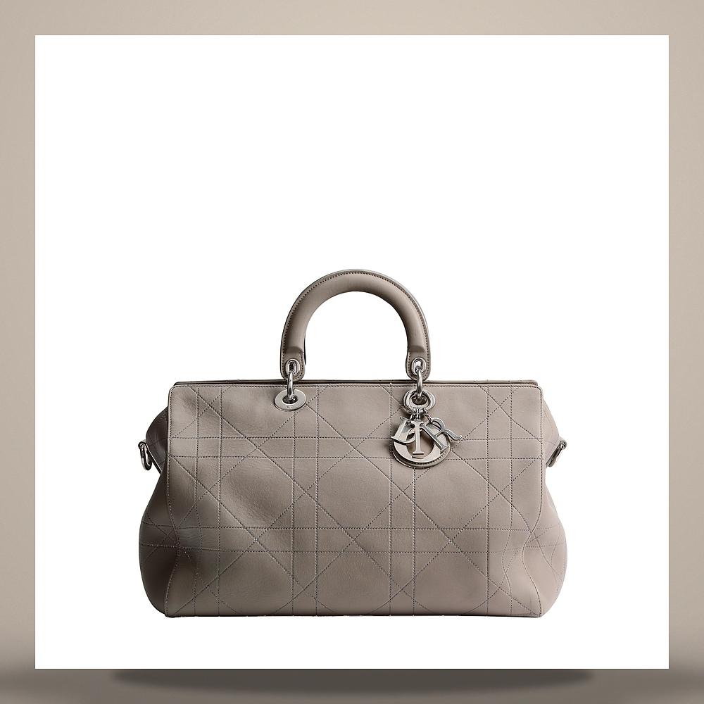 DIOR Granville Large Crossbody Bag Gray Trianon Cannage Calfskin