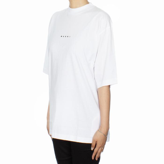 Marni Mini Logo Oversized Short Sleeve T-Shirt White Women