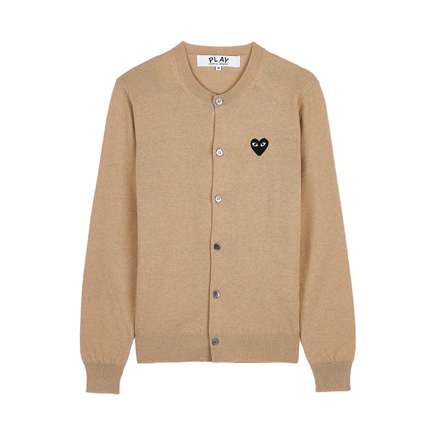 Comme des Garcons Unisex Beige Black Heart Patch Cardigan