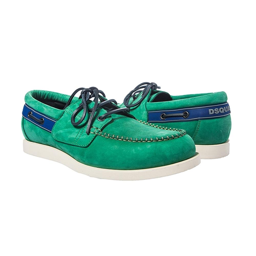 Dsquared2 Green Nubuck Boat Shoes Loafers for Men VA402 V097 8077