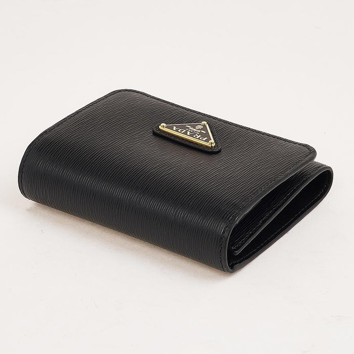 PRADA Vitello Move Black Tri-Fold Wallet
