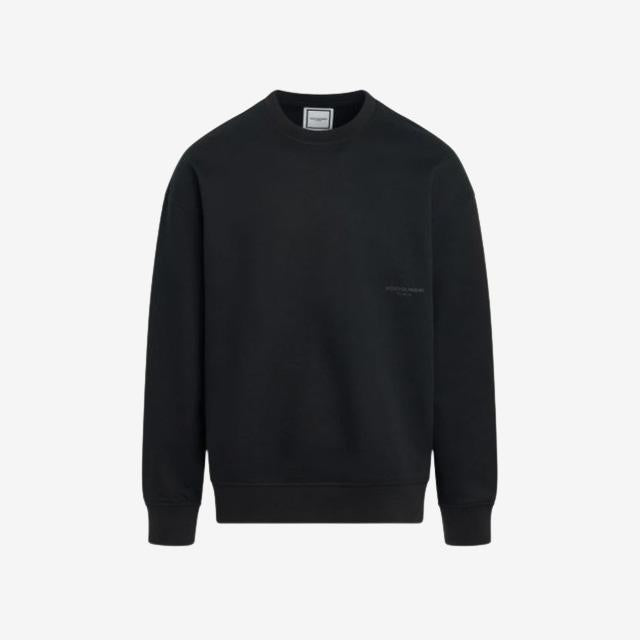 WOOYOUNGMI Leather Patch Crewneck Sweatshirt Black Men