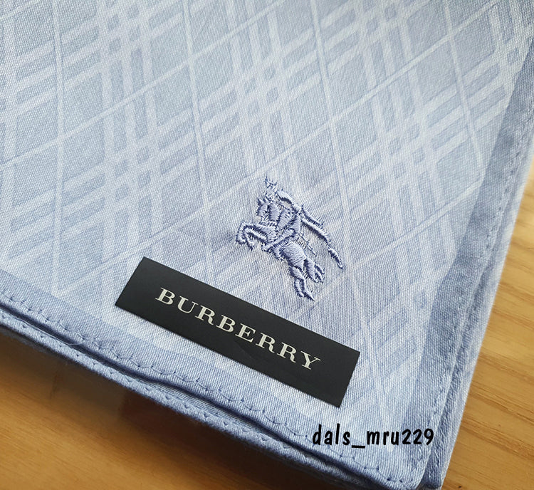 BURBERRY Diagonal Horse Logo Petite Scarf Sky Blue Unisex Scarf
