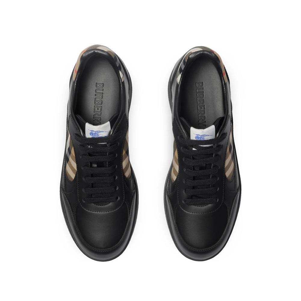 BURBERRY Black Leather Low-Top Sneakers