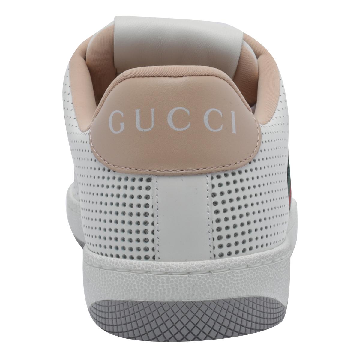 GUCCI White Leather Low-Top Sneakers