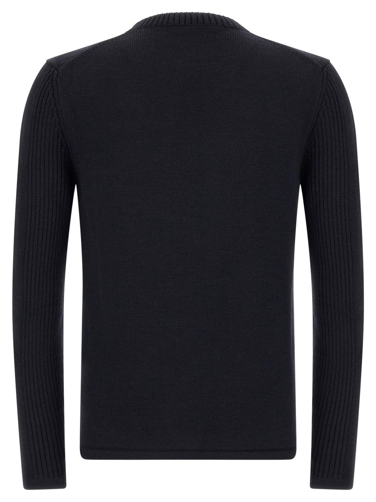 PRADA Black Wool Round Neck Knit Sweater Men