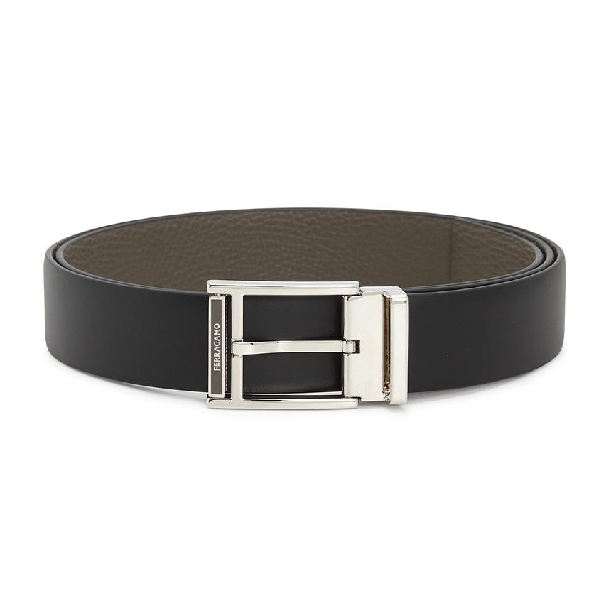 Ferragamo Men’s Reversible Leather Belt Pre-Cut 670571 0786349