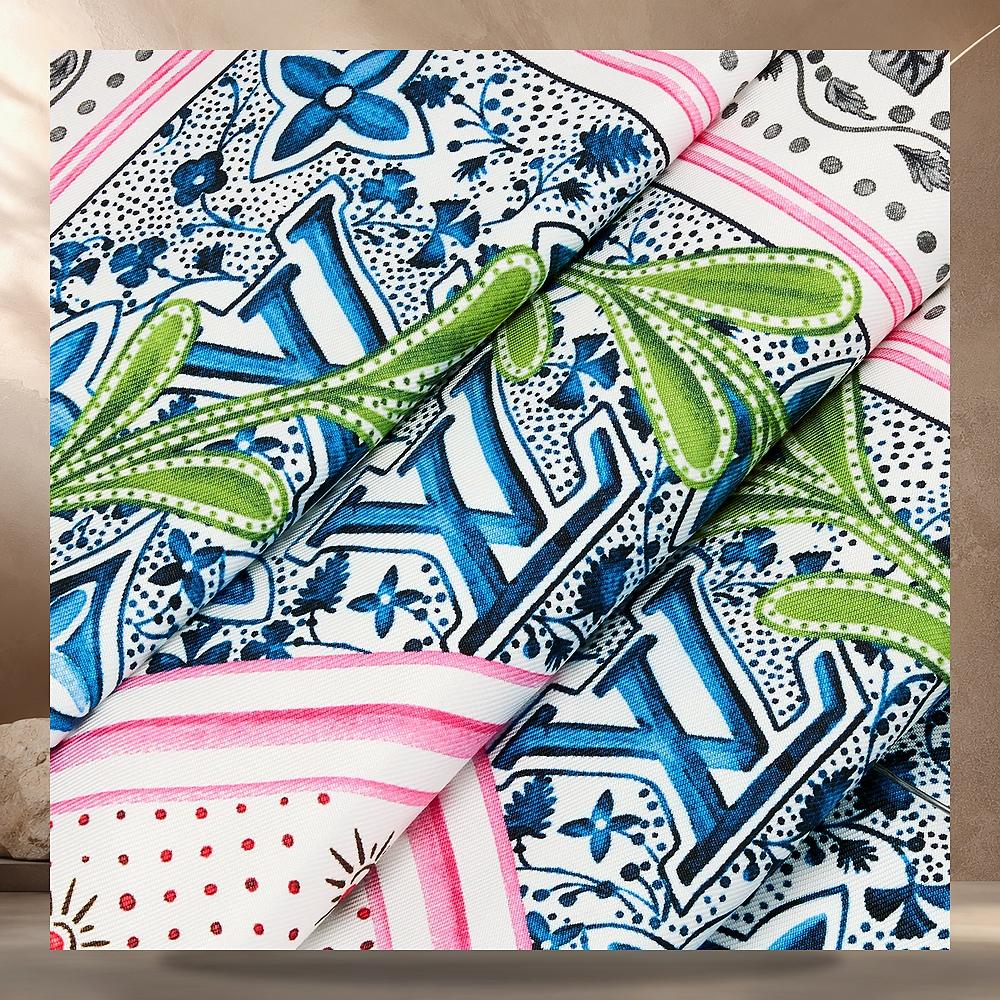 Louis Vuitton Summer Garden Square 90 Blue Scarf M98389