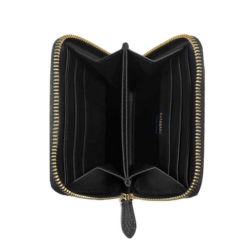 BURBERRY Zip Around Black Leather Card Holder Wallet 80840421 81072621