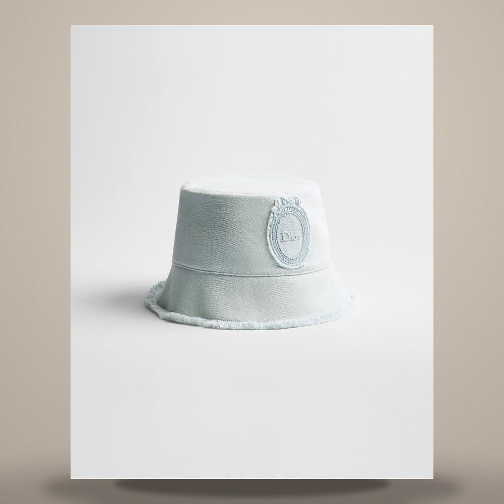 DIOR Light Blue Cotton Denim Narrow Brim Bucket Hat CPB06232EDEN C500