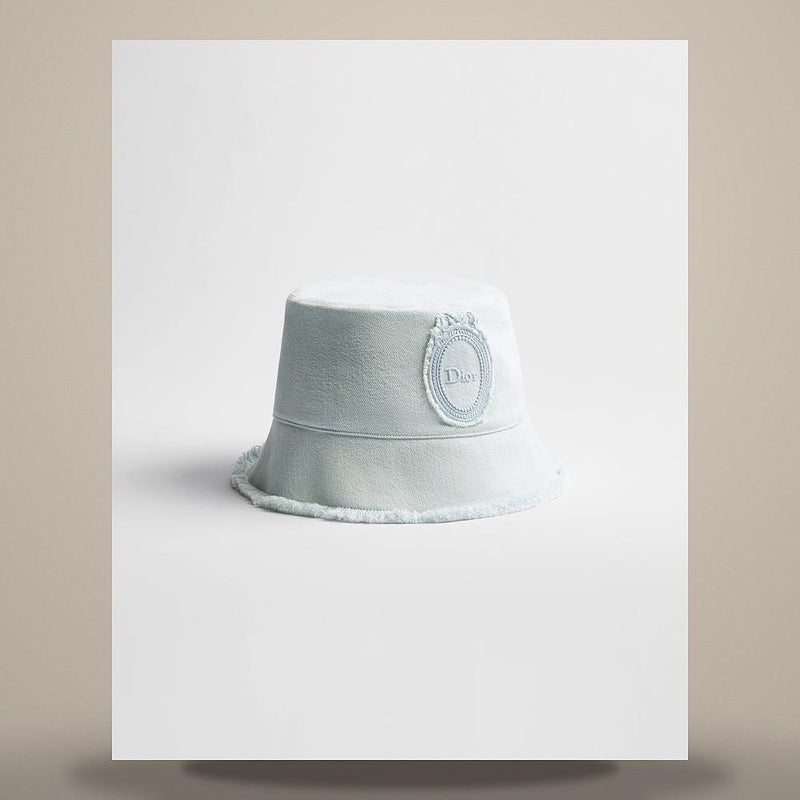 DIOR Light Blue Cotton Denim Narrow Brim Bucket Hat CPB06232EDEN C500