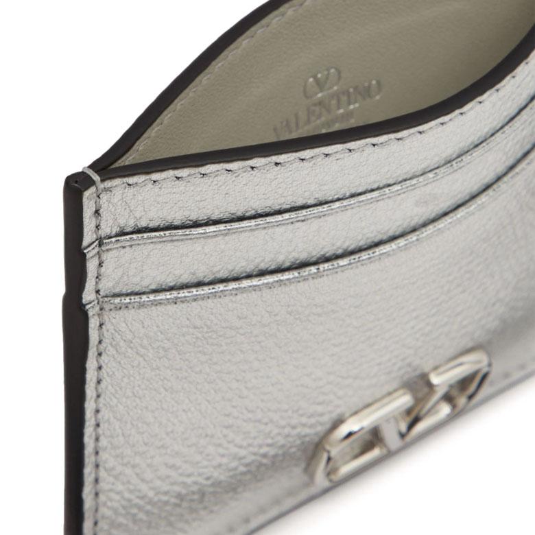 VALENTINO V Logo Signature Leather Card Holder Wallet Unisex 4W2P0V32RFY S13