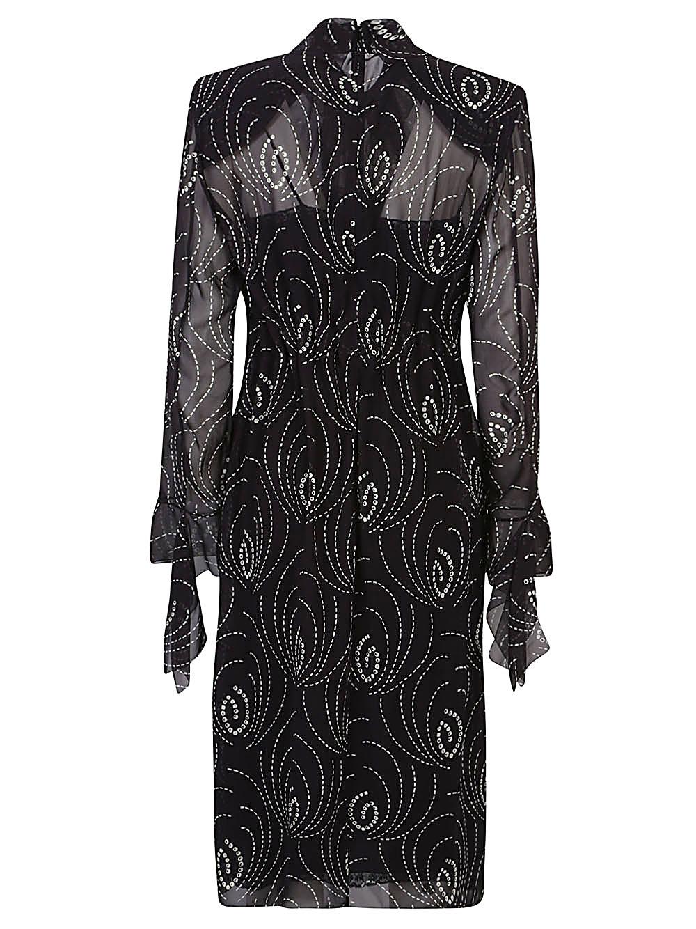 PRADA Black Long Sleeve Midi Dress