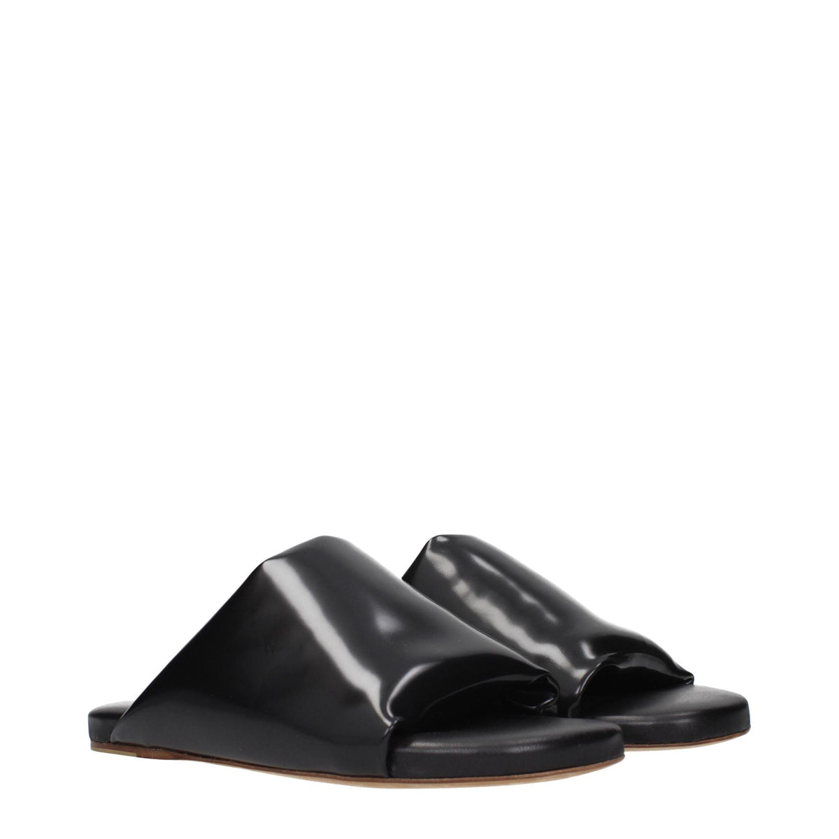 Bottega Veneta Black Leather Slide Sandals