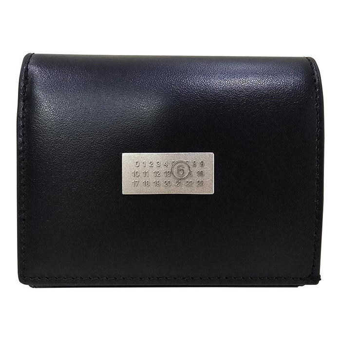 MM6 leather trifold wallet black