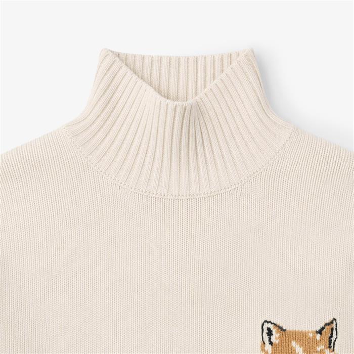 Maison Kitsune Fox Head Intarsia Unisex Turtleneck Knit Sweater