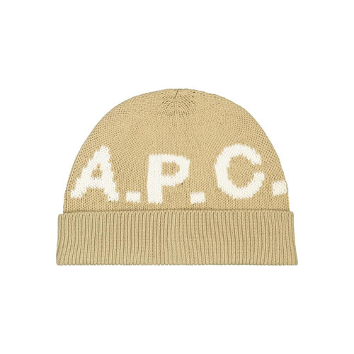 A.P.C. Beige Signature Logo Beanie Hat M25113 AAE