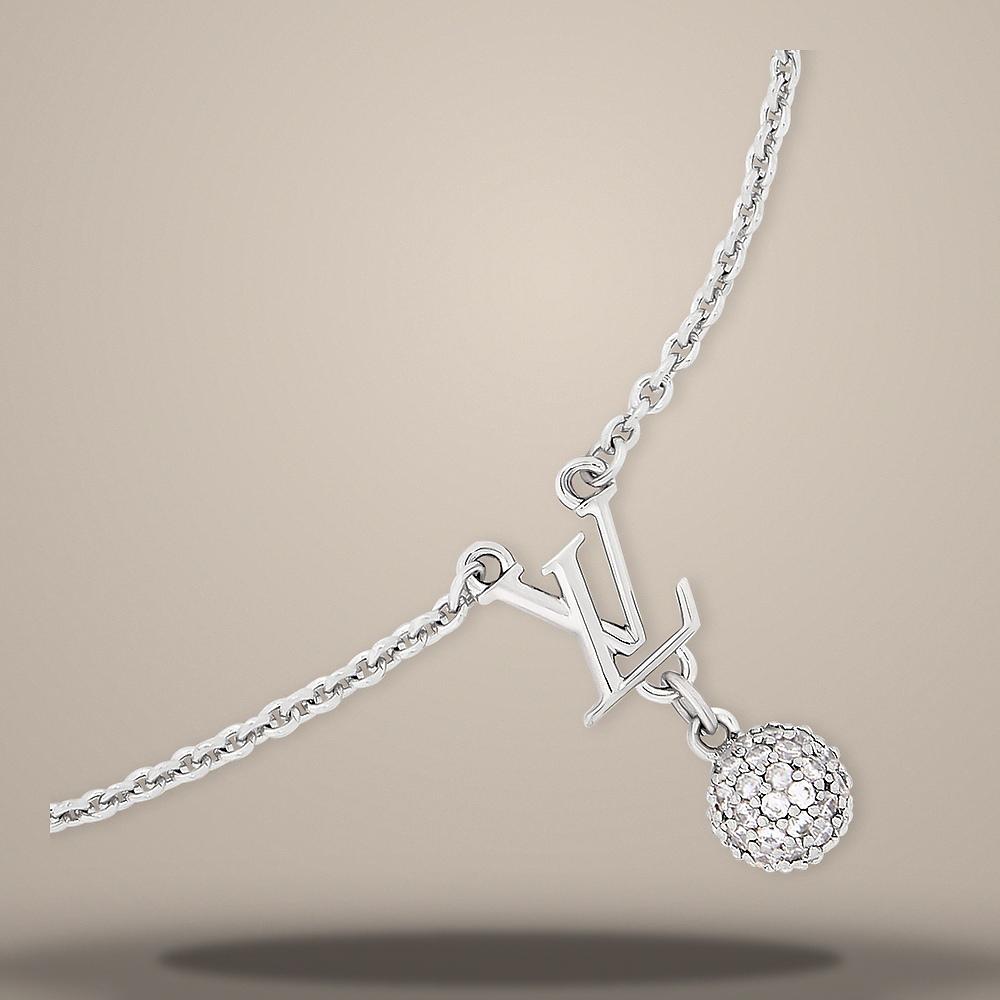 Louis Vuitton LV Iconic Louisa Strass Necklace Palladium-Tone Metal